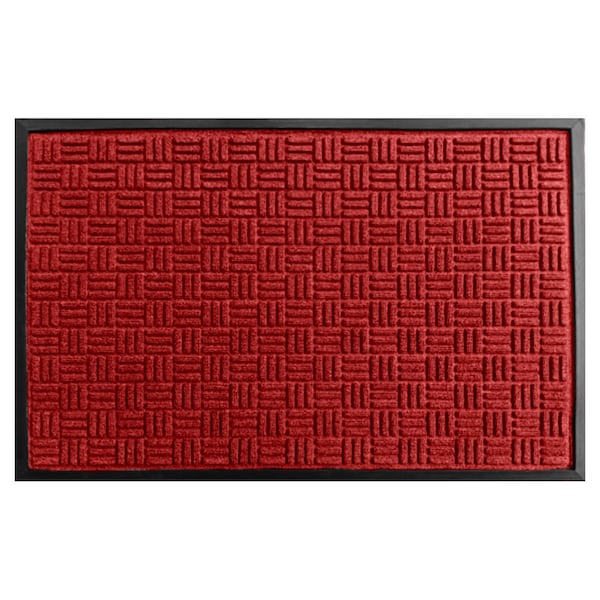 Rhino Mats Crosshatch Entrance Mat, Polypropylene/Rubber, 3/8" in Thick, Red, 2 ft W x 3 ft L CROSS-2436R - main